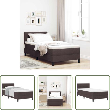 vidaXL Holzrahmen -  Boxspringbett mit Matratze Dunkelbraun 80 x 200 cm Stoff