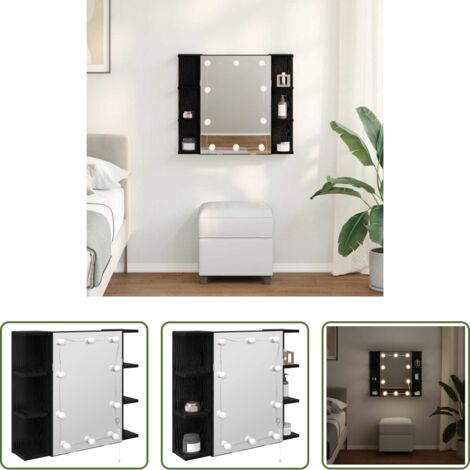 vidaXL Holzschrank -  Spiegelschrank mit Regal Schwarz Eichen-Optik 70 x 16,5 x 60 cm