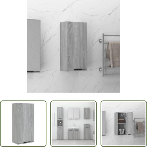 vidaXL Holzschrank -  Wand-Badschrank Grau Sonoma 32x20x67 cm