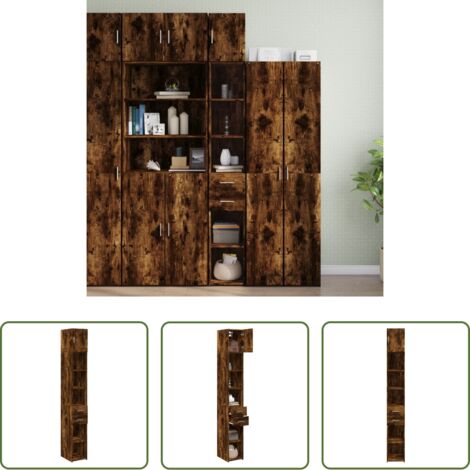 vidaXL Holzwerkstoff -  Hochschrank Schmal Räuchereiche 30x42,5x225 cm Holzwerkstoff