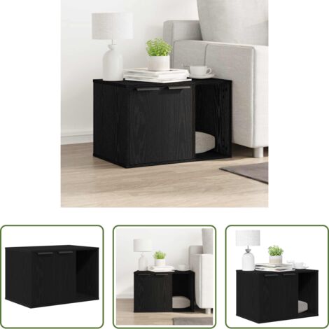 vidaXL Holzwerkstoff -  Katzentoilettengehäuse Schwarze Eiche 60 x 40 x 40 cm Holzwerkstoff