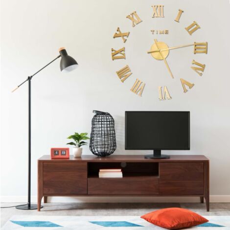 Vidaxl – Horloge murale 3D dorée 100 cm XXL – Matériau EAV – Effet 3D brillant – Aiguille des heures 23,5 cm – Aiguille des minutes 31,5 cm