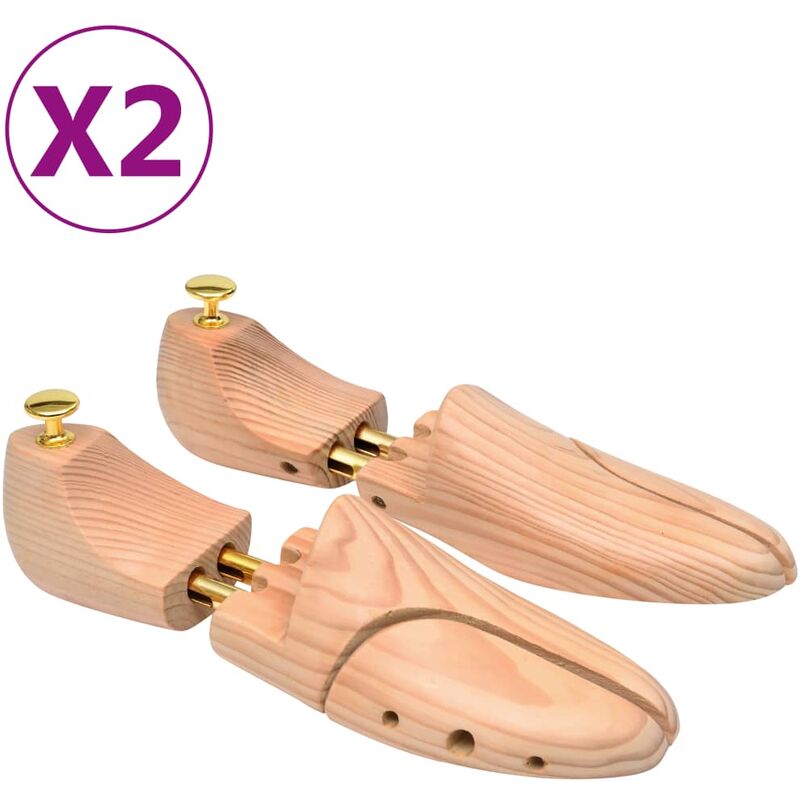 

vidaXL Madera Maciza de Pino Hormas de Zapatos 2 Pares Número 42-43 - Marrón