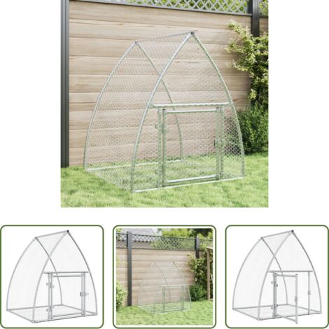 vidaXL Hühnerstall -  Hasenstall Silbern 105x100x120 cm Verzinkter Stahl