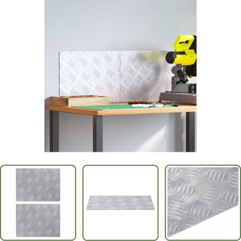 vidaXL Huella de escalera -  Peldaño Rectangular 2 pcs Plateado 40 x 30 cm Aluminio