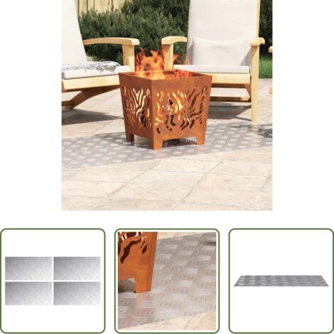 vidaXL Huella de escalera -  Peldaño Rectangular 4 pcs Plateado 80 x 40 cm Aluminio