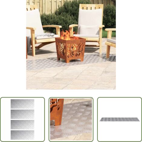 vidaXL Huellas de escalera -  Peldaño Rectangular 4 pcs Plateado 100 x 40 cm Aluminio