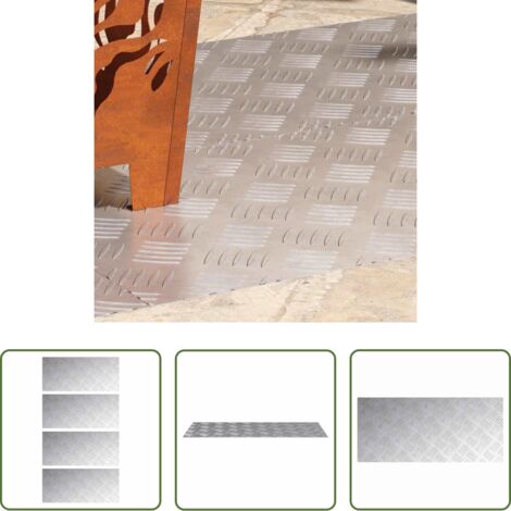 vidaXL Huellas de escalera -  Peldaño Rectangular 4 pcs Plateado 90 x 40 cm Aluminio