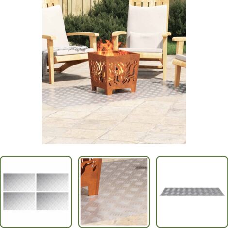 vidaXL Huellas de escalera -  Peldaño Rectangular 4 pcs Plateado 90 x 50 cm Aluminio