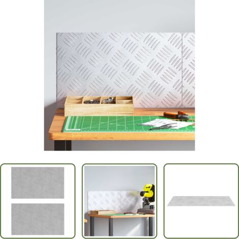 vidaXL Huellas de seguridad -  Peldaño Rectangular 2 pcs Plateado 50 x 30 cm Aluminio