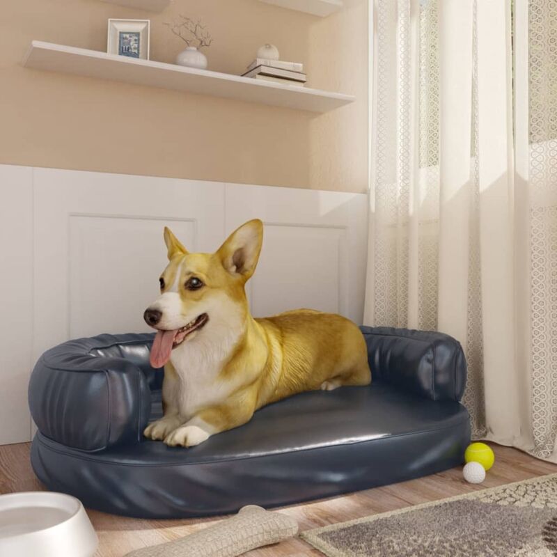 Hundebett Ergonomisch Schaumstoff Dunkelblau 75x53cm Kunstleder Vidaxl