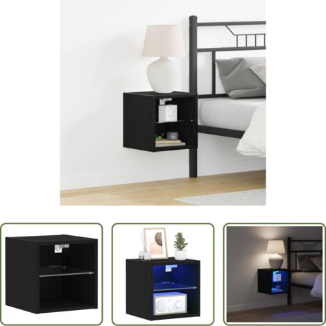 vidaXL Illuminazione LED -  Armadio da letto a muro LED con Nero Legno multistrato