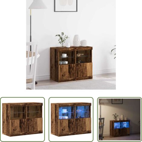 vidaXL Illuminazione LED - Madia LED Marrone 81 x 37 x 66,5 cm Legno multistrato