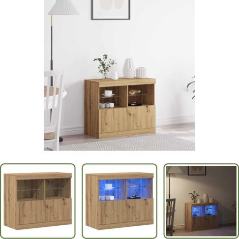 vidaXL Illuminazione LED - Madia LED Marrone 81 x 37 x 66,5 cm Legno multistrato
