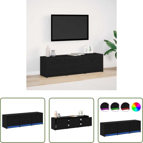 vidaXL Illuminazione LED -  Mobile TV con LED con strisce LED Rovere Nero 140 x 34 x 40 cm