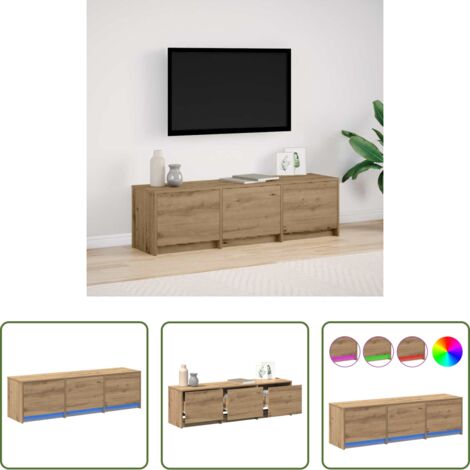 vidaXL Illuminazione LED -  Mobile TV con LED Rovere Artigianale 140 x 34 x 40 cm