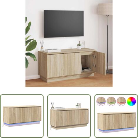 vidaXL Illuminazione LED -  Mobile TV Rovere Sonoma 100 x 38 x 49 cm Legno multistrato
