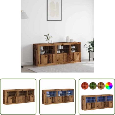 vidaXL Illuminazione LED RGB -  Madia LED Legno vecchio 162 x 37 x 67 cm Legno multistrato