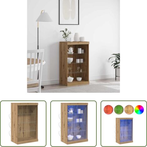 vidaXL Illuminazione LED RGB -  Madia LED Rovere artigianale 60,5 x 37 x 100 cm