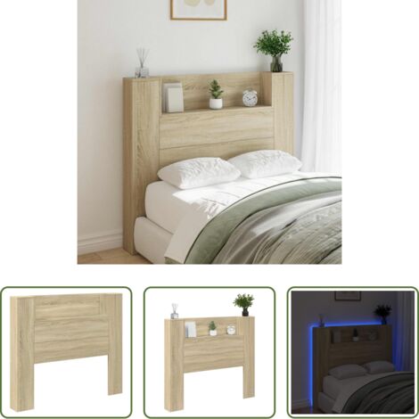 vidaXL Illuminazione LED RGB -  Testata con Mobile e LED Sonoma 120 x 16,5 x 103,5 cm