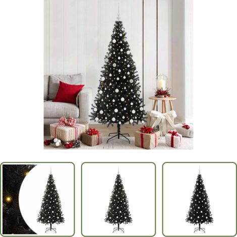 vidaXL Illuminazione natalizia -  Albero di Natale con 300 LED con supporto Nero 180 cm PVC