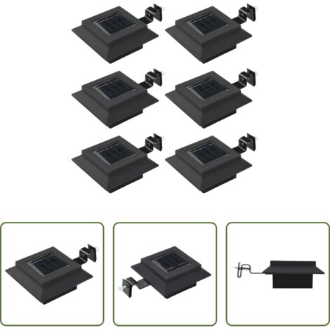 vidaXL Illuminazione solare -  Lampade Solari da Esterni 6 pz a LED Quadrate 12 cm Nero