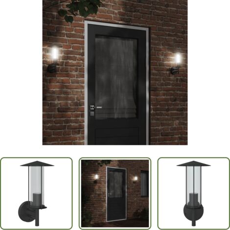 vidaXL Iluminación exterior -  Aplique de exterior de acero inoxidable negro
