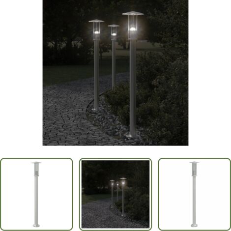 vidaXL Iluminación exterior -  Lámpara de suelo de exterior acero inoxidable plateado 100 cm
