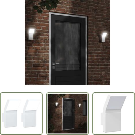 vidaXL Iluminación exterior -  Lámparas de pared LED de exterior 2 uds aluminio fundido blanco