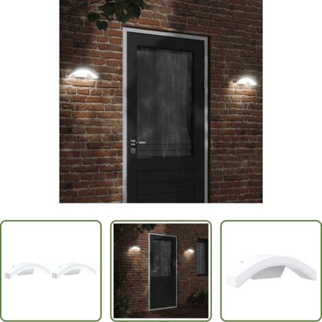vidaXL Iluminación exterior -  Lámparas de pared LED de exterior 2 uds aluminio fundido blanco