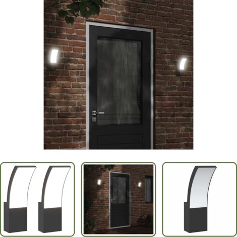 vidaXL Iluminación exterior -  Lámparas de pared LED de exterior 2 uds aluminio fundido negro