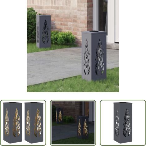 vidaXL Iluminación exterior -  Luz de camino LED solar 2 pcs Antracita Acero laminado en frío