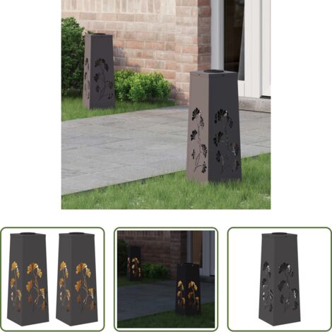 vidaXL Iluminación exterior -  Luz de camino LED solar 2 pcs Negro Acero laminado en frío