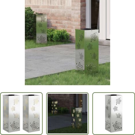 vidaXL Iluminación exterior -  Luz de camino LED solar 2 pcs Plateado Acero galvanizado