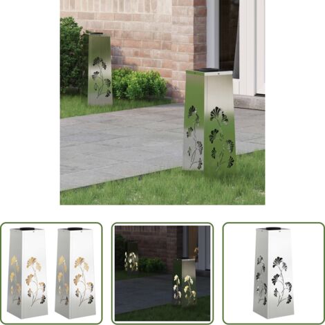 vidaXL Iluminación exterior -  Luz de camino LED solar 2 pcs Plateado Acero galvanizado