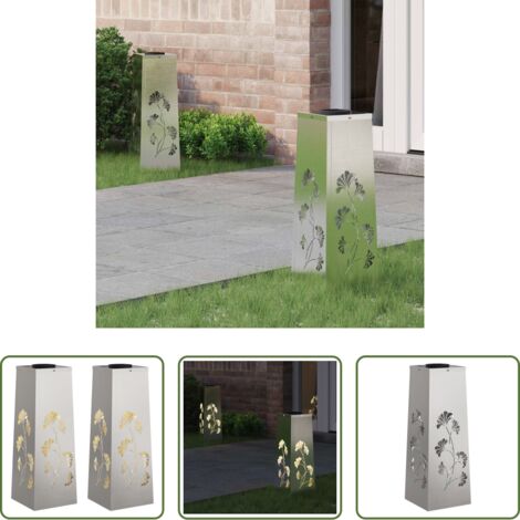 vidaXL Iluminación exterior -  Luz de camino LED solar 2 pcs Plateado Acero inoxidable