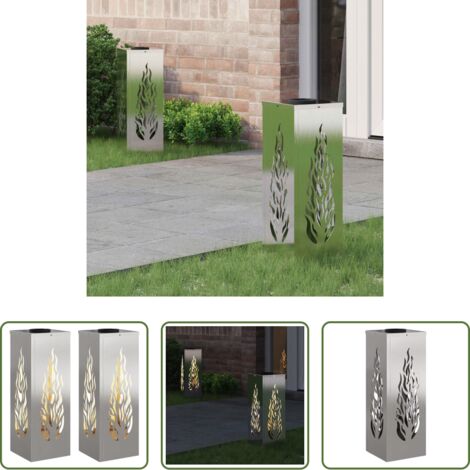 vidaXL Iluminación exterior -  Luz de camino LED solar 2 pcs Plateado Acero inoxidable