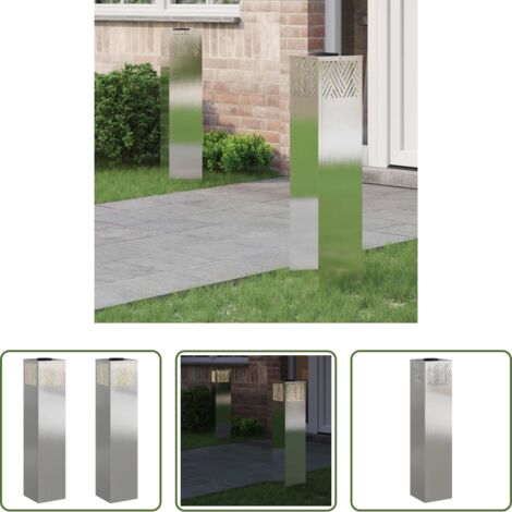 vidaXL Iluminación exterior -  Luz de camino LED solar 2 pcs Plateado Acero inoxidable