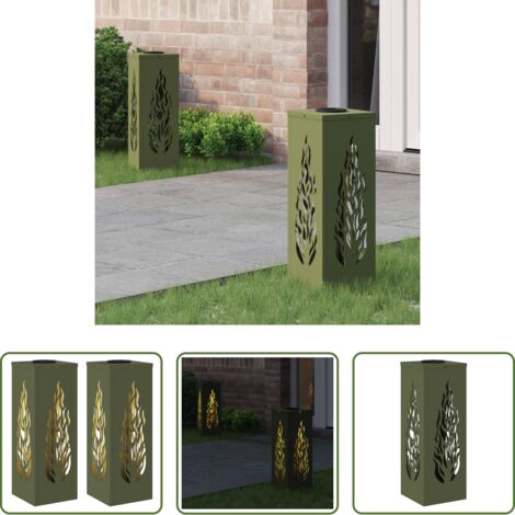 vidaXL Iluminación exterior -  Luz de camino LED solar con luces con batería 2 pcs Verde Oliva