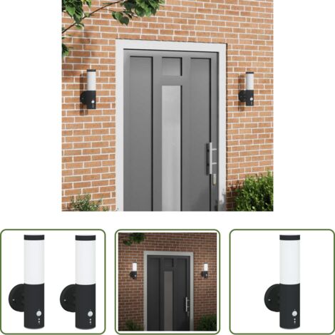 vidaXL Iluminación exterior -  Luz de pared exterior 2 pcs Negro 15 x 7,5 x 33 cm
