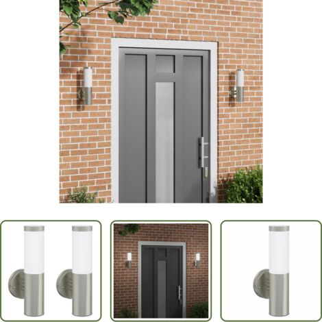 vidaXL Iluminación exterior -  Luz de pared exterior 2 pcs Plateado 15 x 7,5 x 33 cm