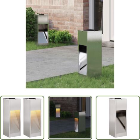 vidaXL Iluminación exterior -  Luz de Sendero LED Solar 2 pcs Plateado Acero inoxidable