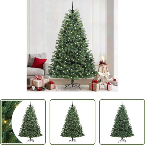 vidaXL Iluminación LED -  Árbol de Navidad artificial con ramas articuladas Verde 240 cm