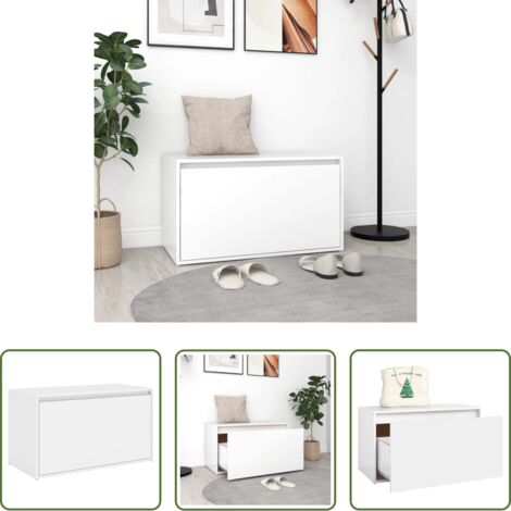 vidaXL Ingresso -  Panca da Ingresso 80x40x45 cm Bianca in Truciolato