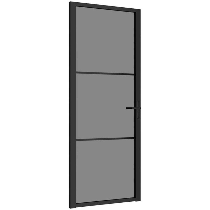 Innentür 83x201, 5 Cm Schwarz Esg-glas Und Aluminium - Vidaxl
