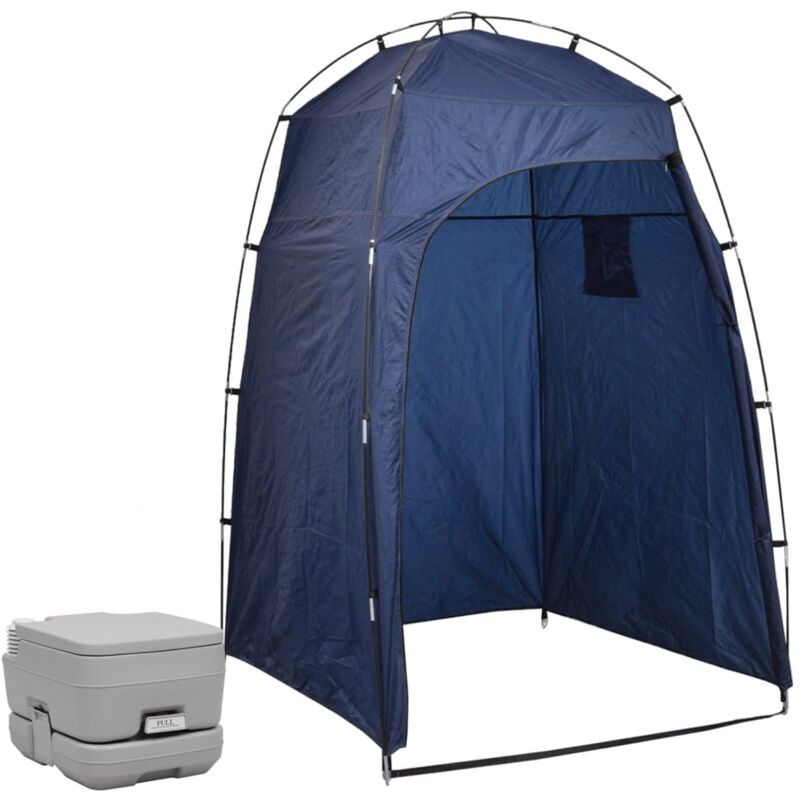 

vidaXL Inodoro portátil para camping con carpa 10+10 L