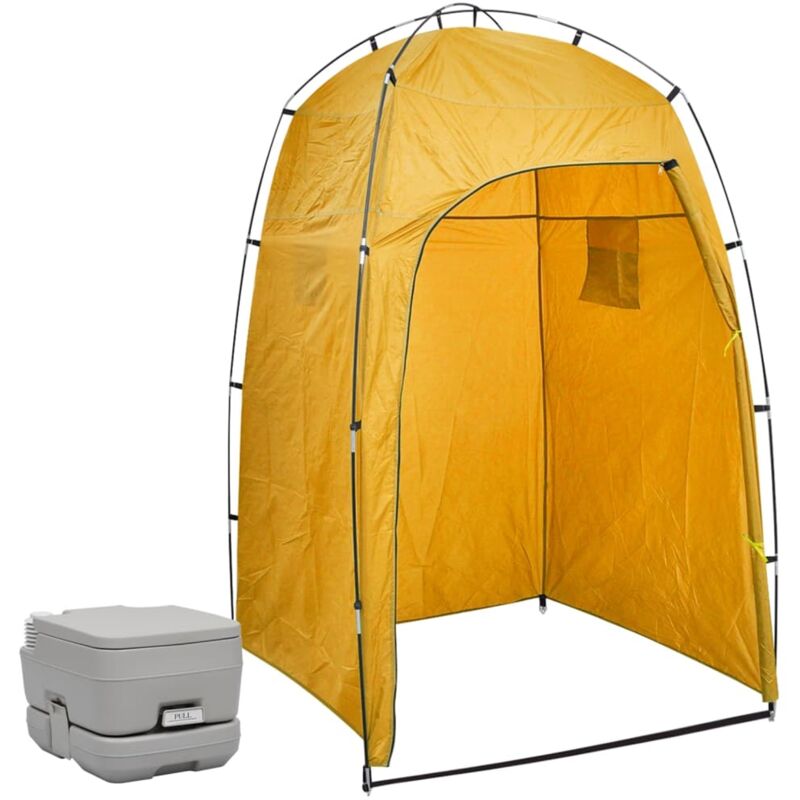 

vidaXL Inodoro portátil para camping con carpa 10+10 L
