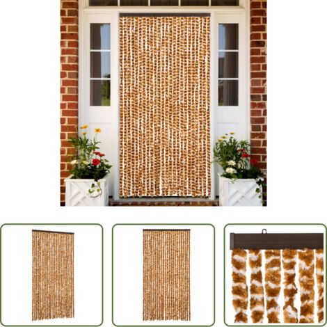 vidaXL Insectos - Cortina antimoscas chenilla ocre y blanco 100x230 cm