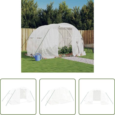 vidaXL Invernadero blanco -  Invernadero con estructura de acero blanco 6 m² 3x2x2 m