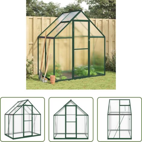vidaXL Invernadero con canaletas -  Invernadero con marco base aluminio verde 169x114x195 cm